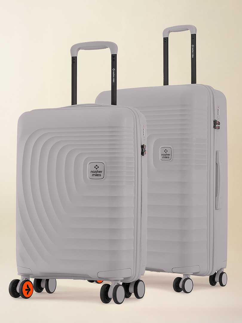 Bags & Backpacks Nasher Miles Boston Polypropylene Small-Medium Grey Trolley Bags (55-65 cm)